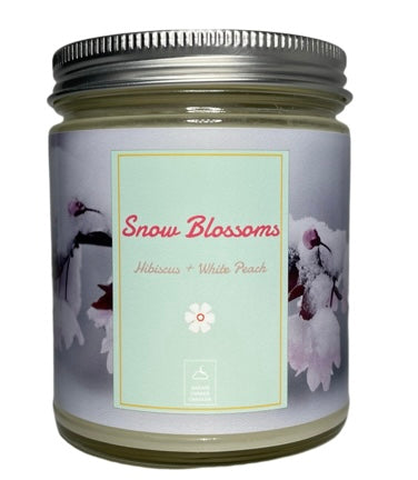 Snow Blossoms - Hibiscus + White Peach Candle